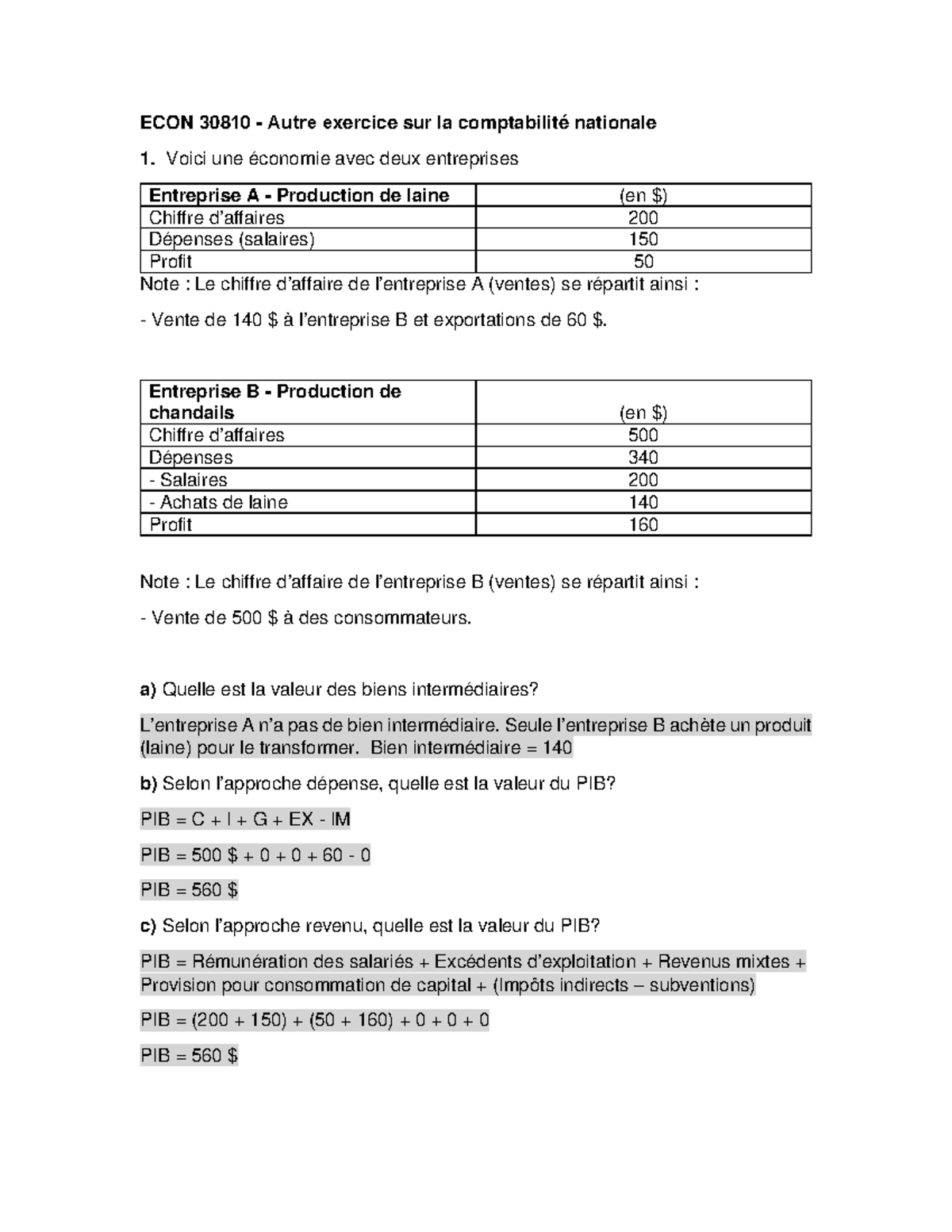 ECON 30810 DA - Exercice supplémentaire-avec corrige - ECON 308 10 ...