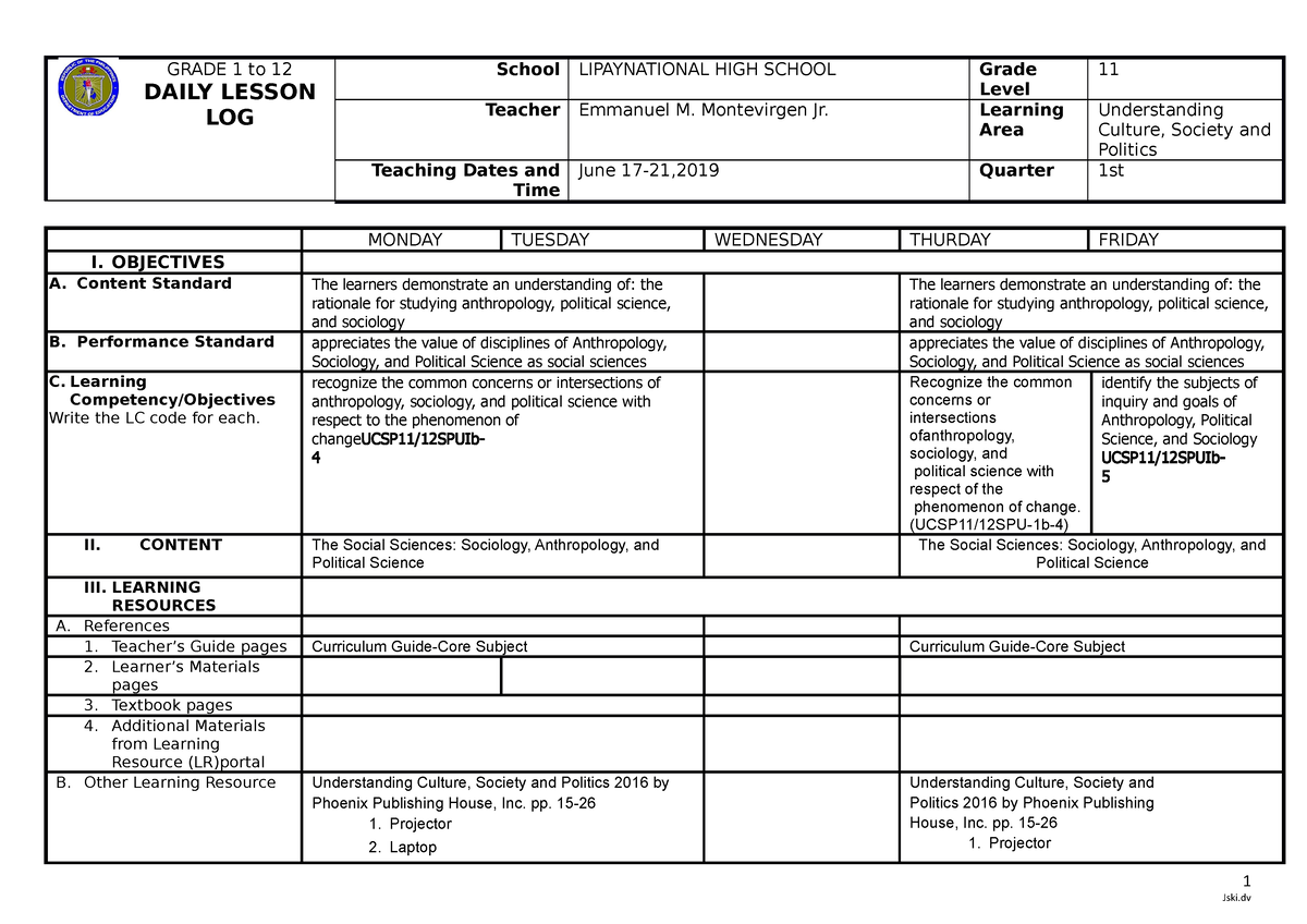 ucsp-june-24-28-daily-lesson-log-sample-grade-1-to-12-daily-lesson