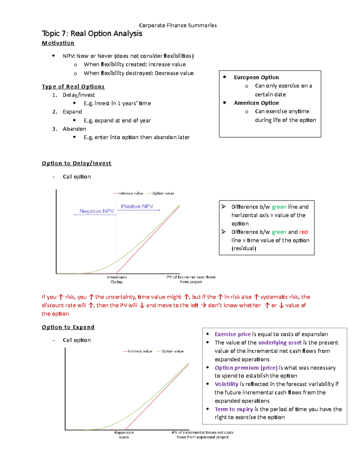 8. Real Option Analysis - E. invest in 1 time 2. Expand E. expand at ...