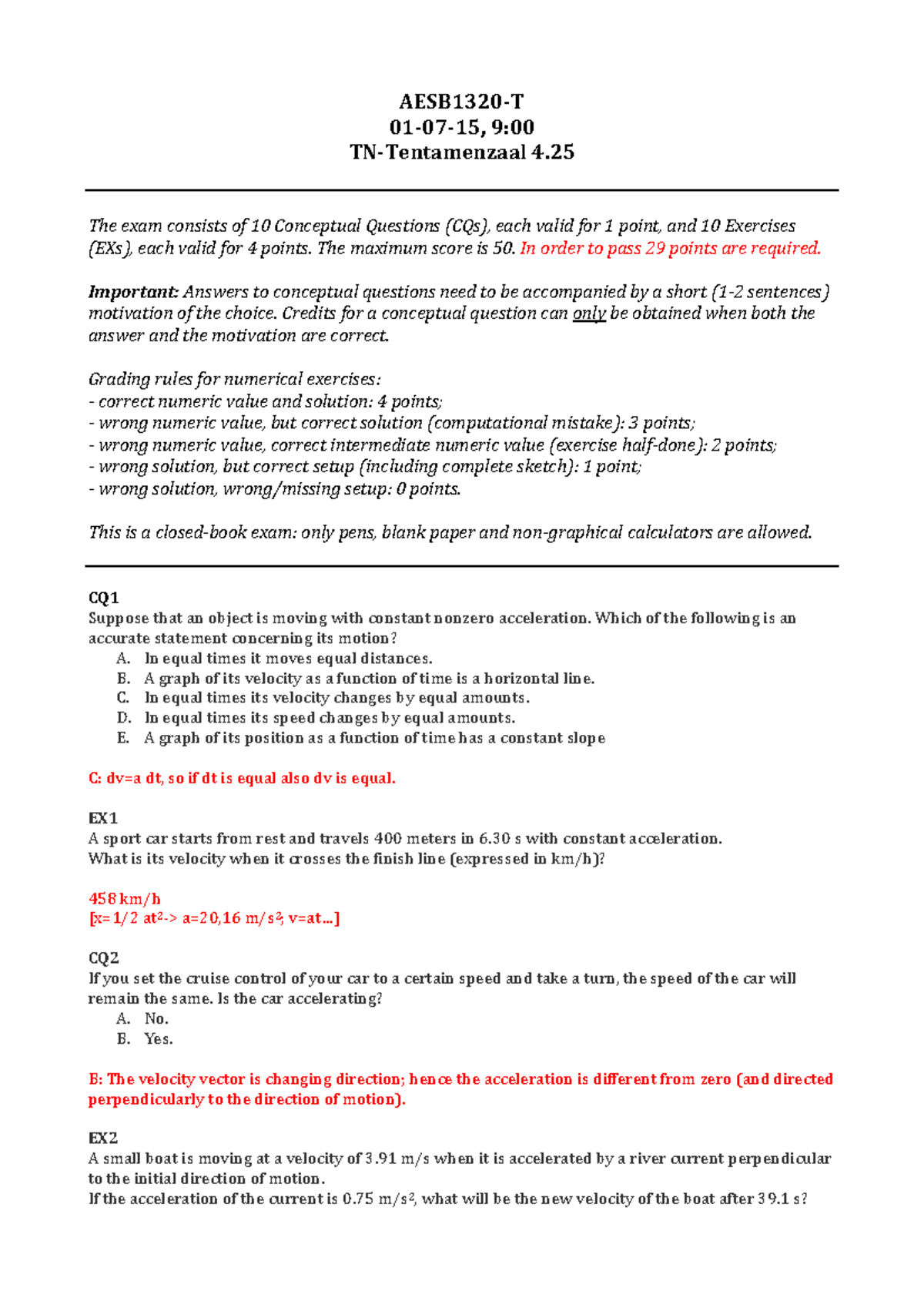 Exam 1 July 2015, Questions And Answers - AESB1320-­‐T 01-­‐07-­‐15, 9 ...