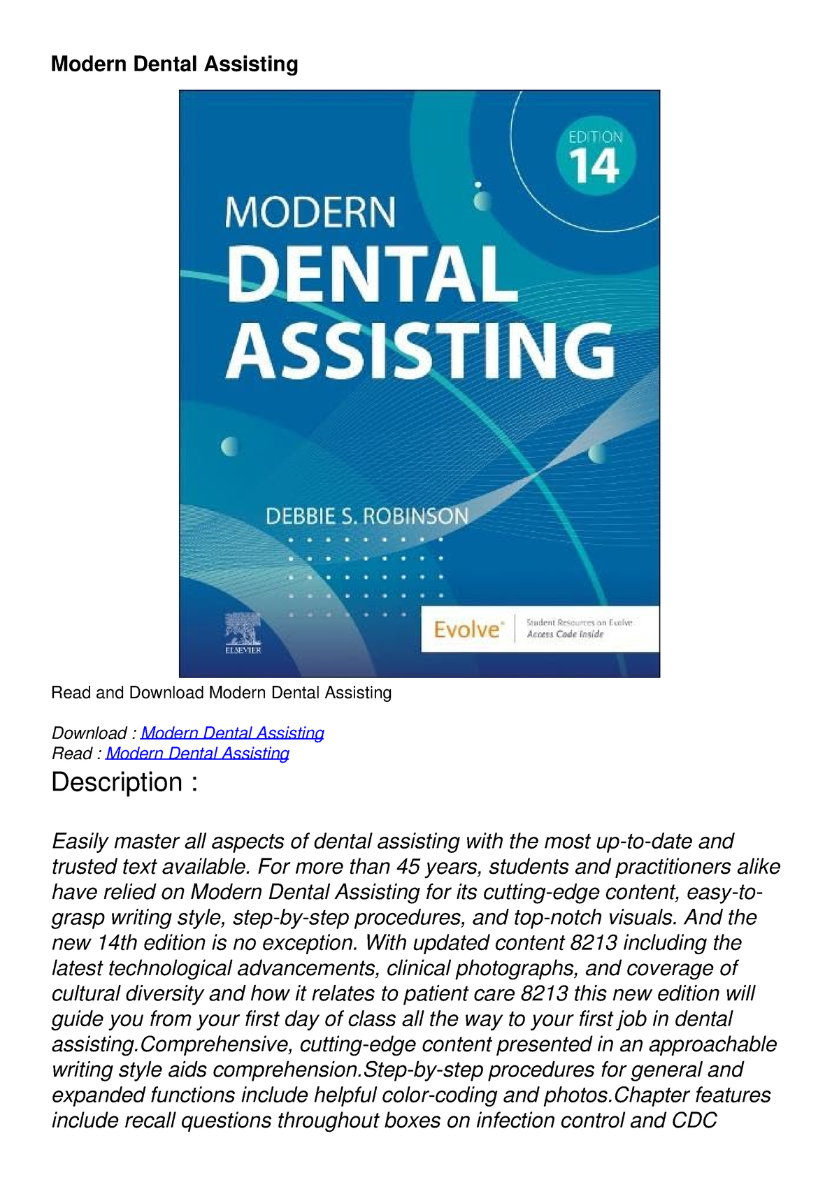 Read Ebook [PDF] Modern Dental Assisting - Modern Dental Assisting Read ...