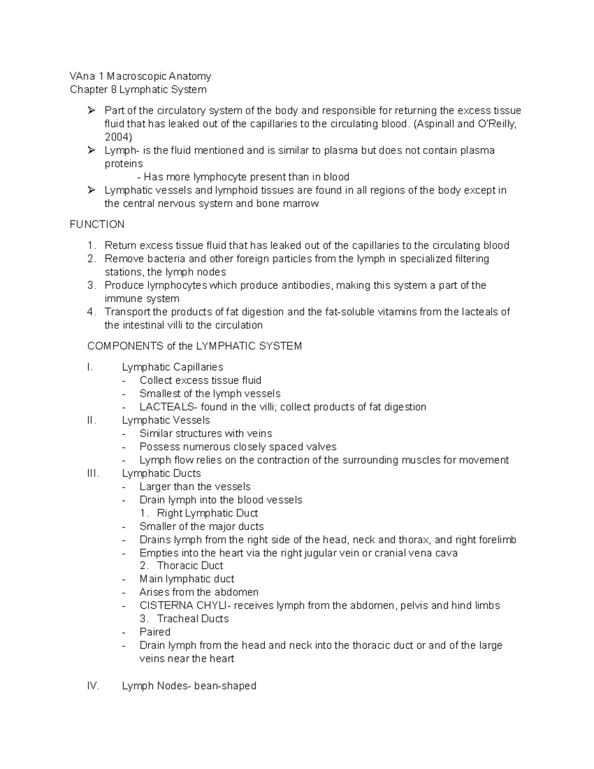 423110352 Chapter 9 Lymphatic System - VAna 1 Macroscopic Anatomy ...