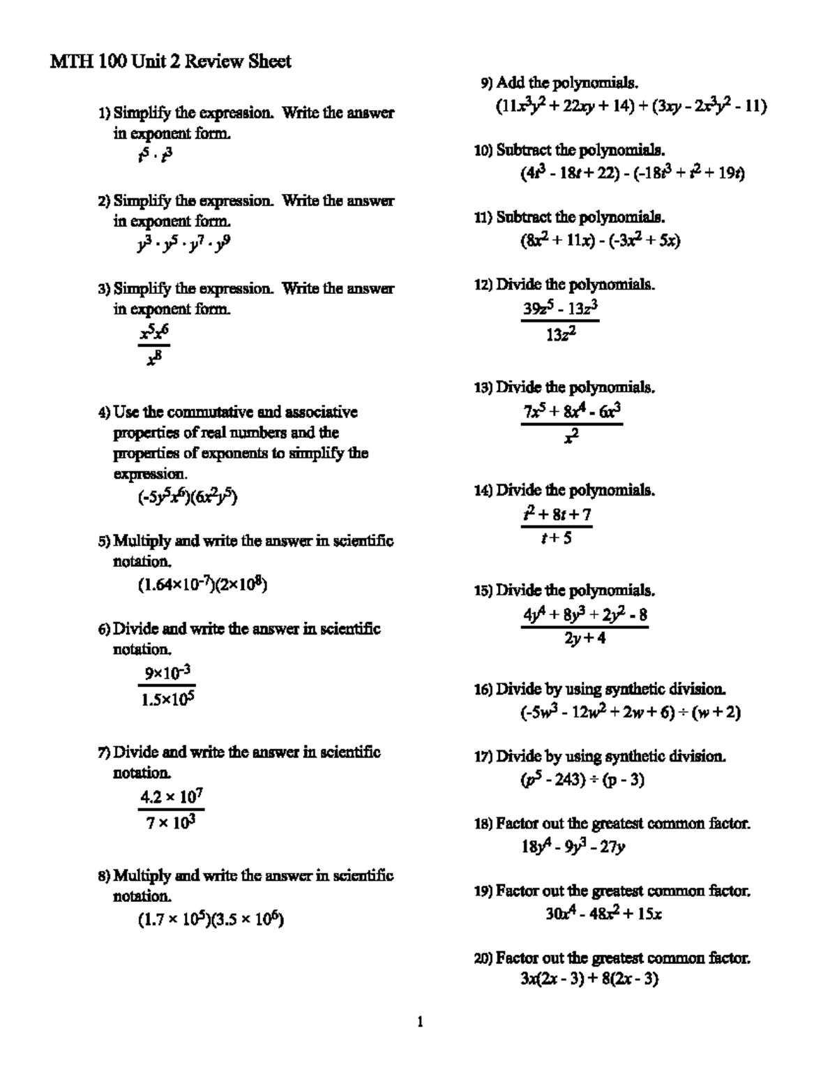 Mth 1 - math - MTH 100 - Studocu