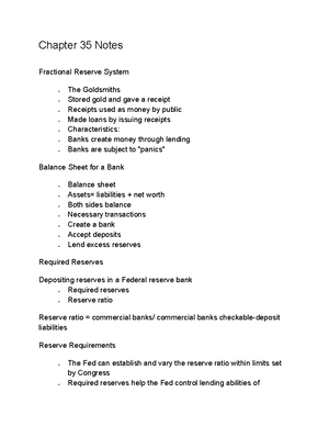Chapter 34 Notes - Chapter 34 Notes Functions of Money Medium of ...