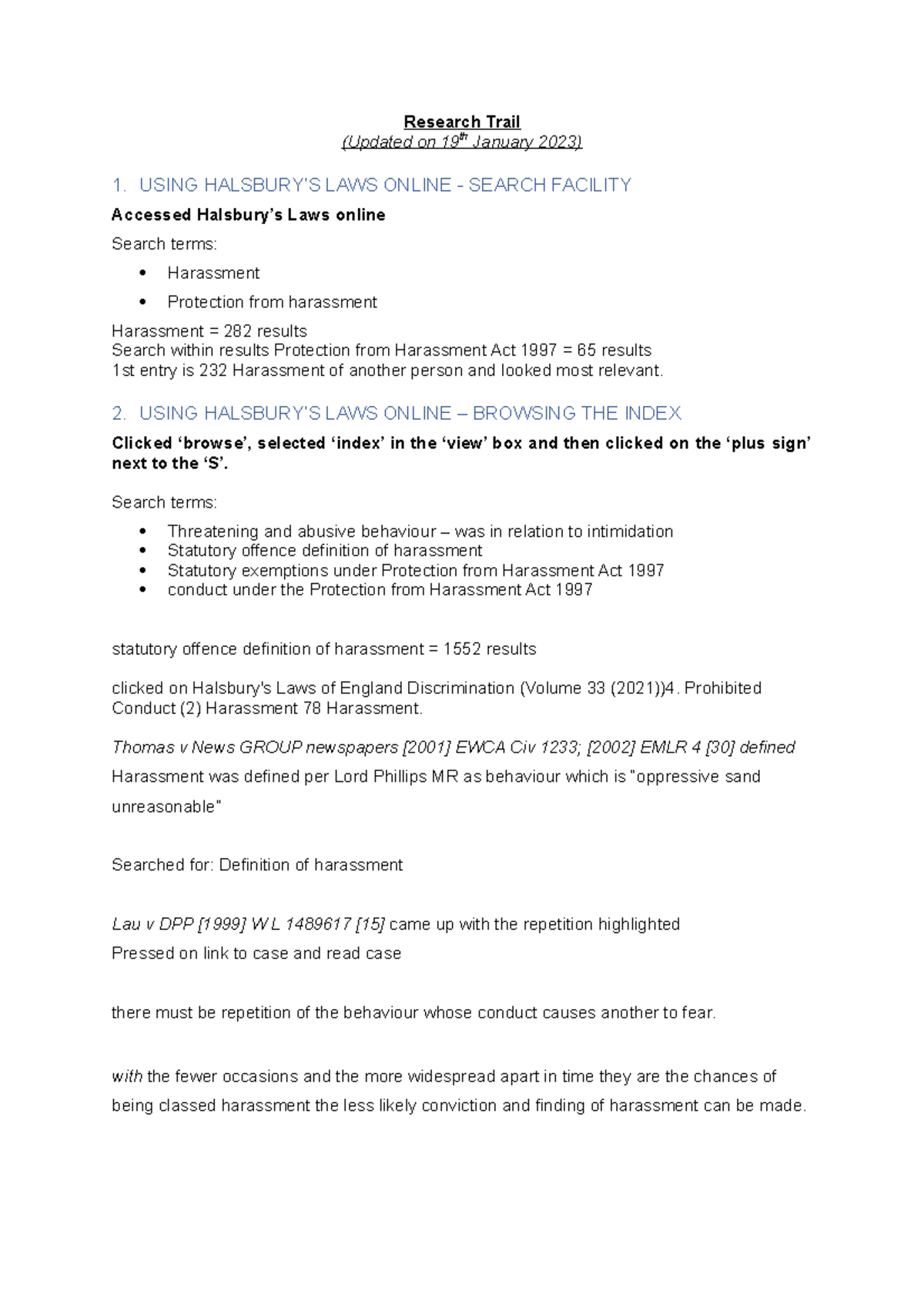 Research Trail PLR Research Trail (Updated on 19th January 2023) 1