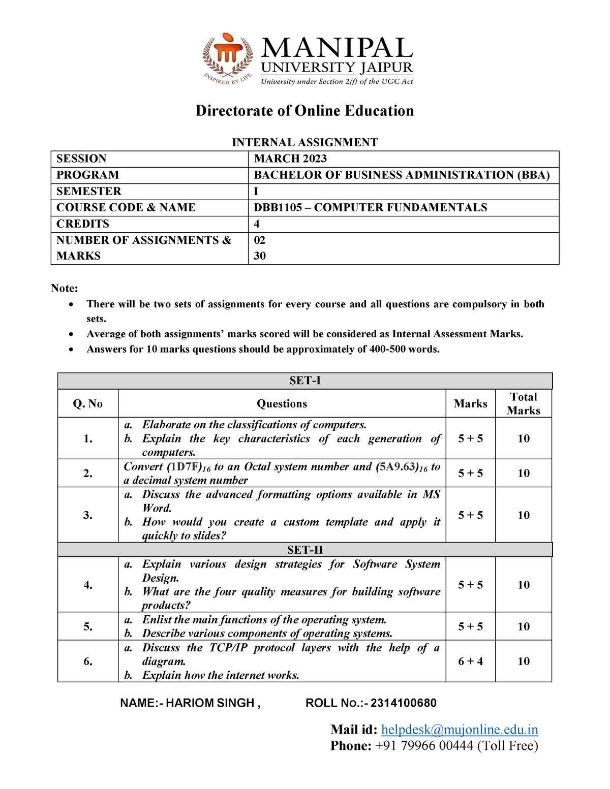 business fundamentals assignment