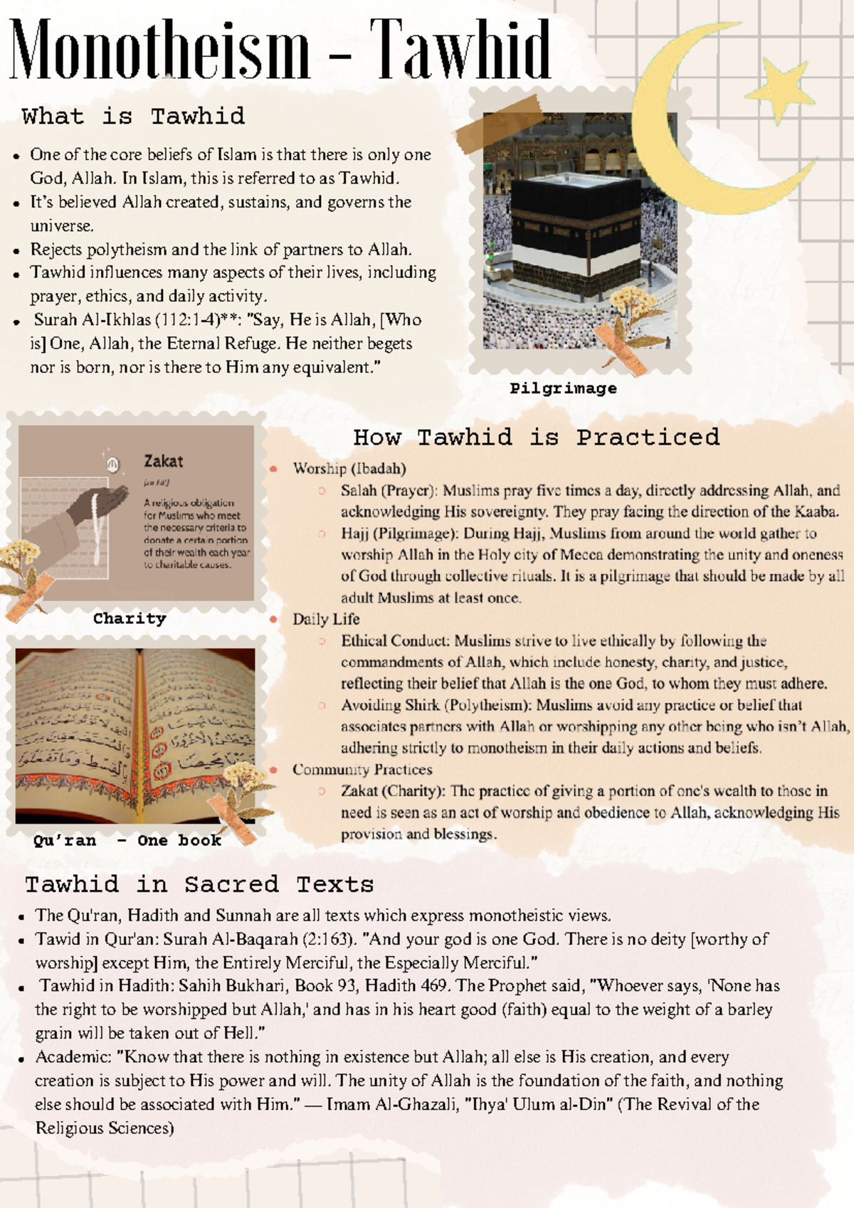 SOR1 Task 2 Infographic - Monotheism - Tawhid One of the core beliefs ...