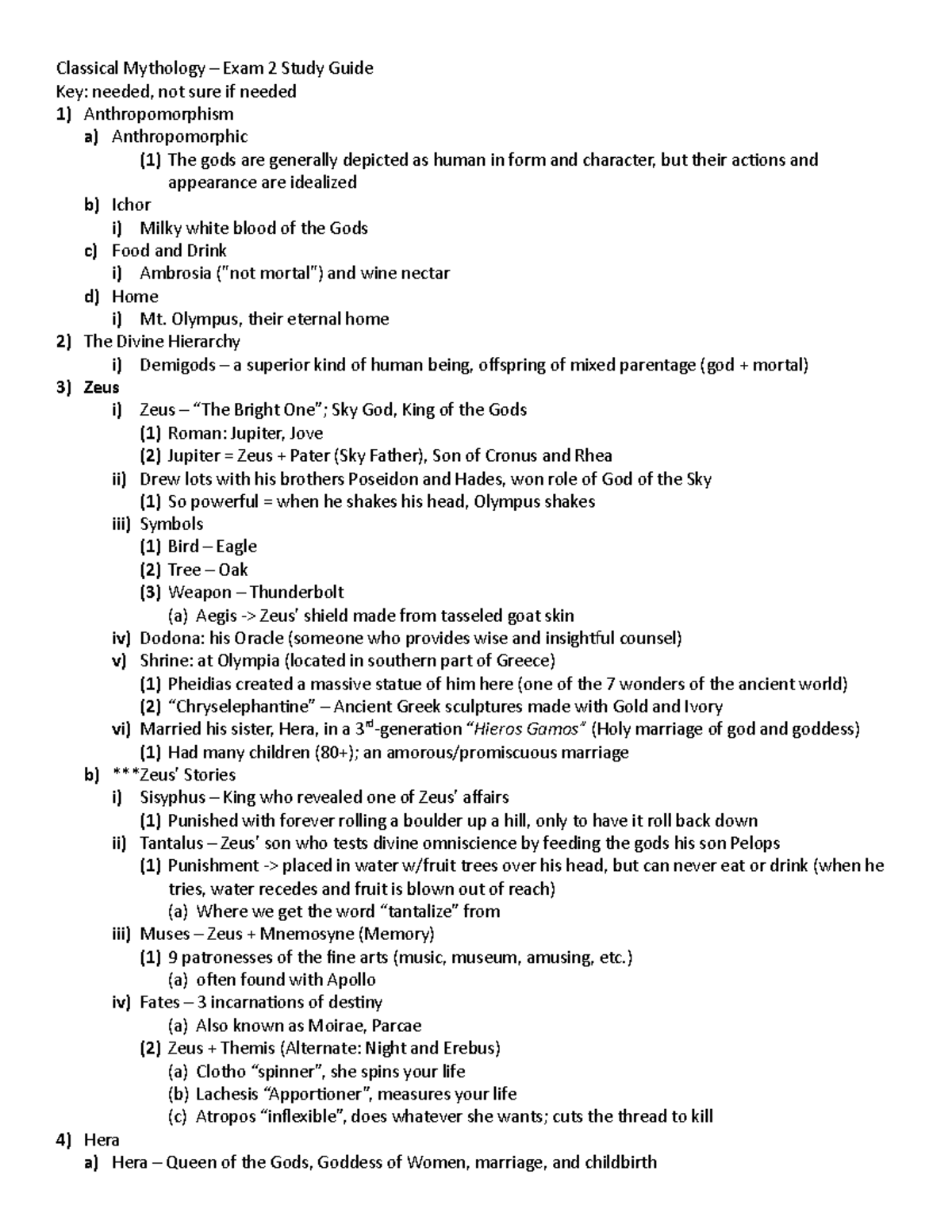 Classical Mythology – Exam 2 Study Guide - Classical Mythology – Exam 2 ...