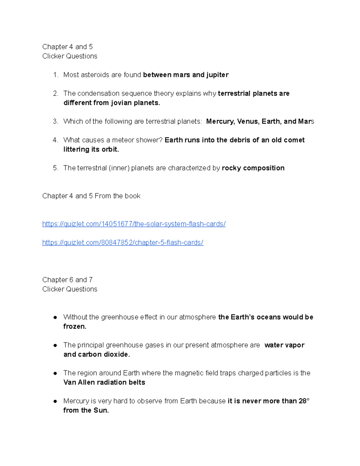 Exam 2 Questions Lecture Notes Exam 2 Chapter 4 And 5 Clicker