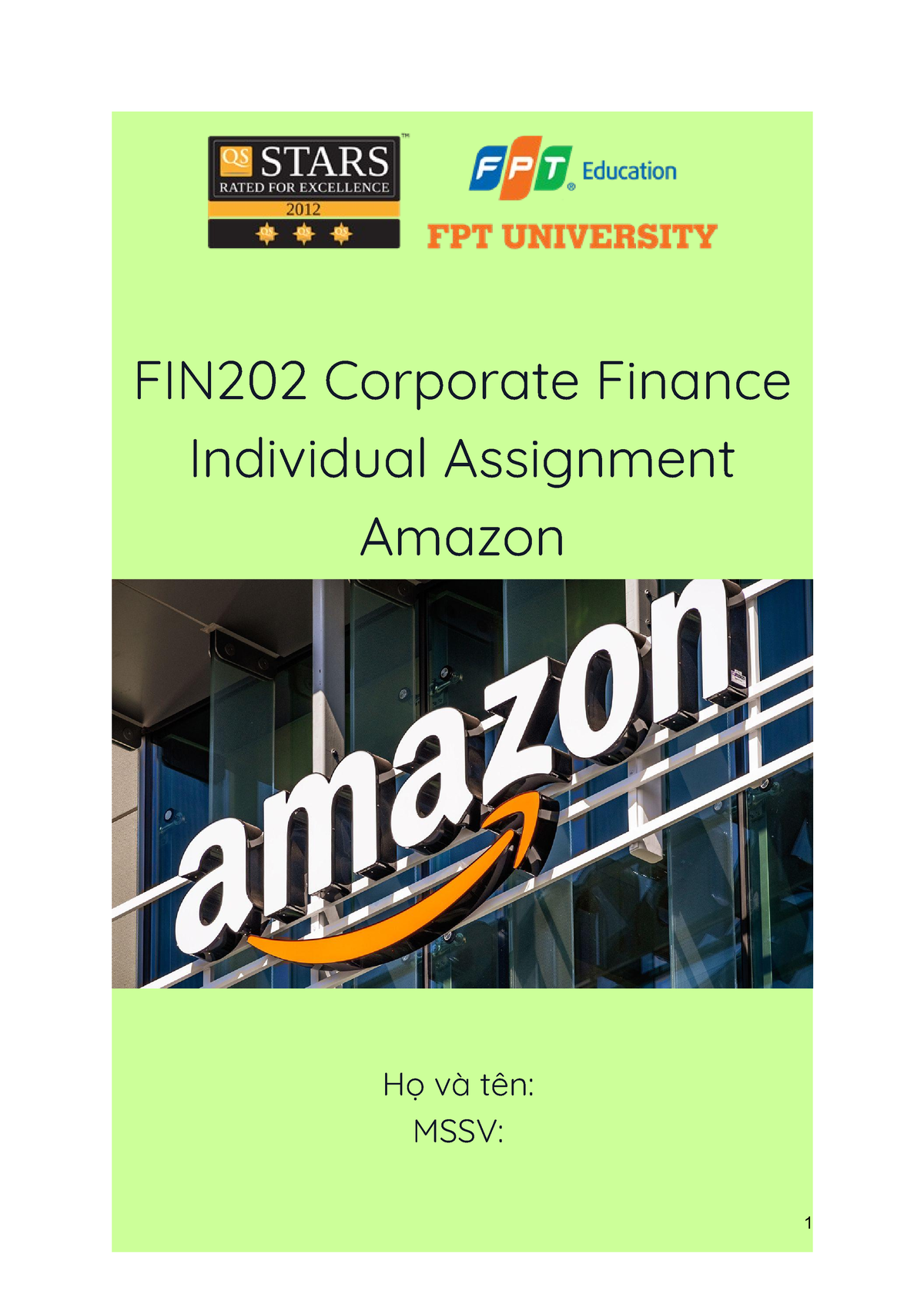 Indi-FIN - Homework - FIN202 Corporate Finance Individual Assignment ...