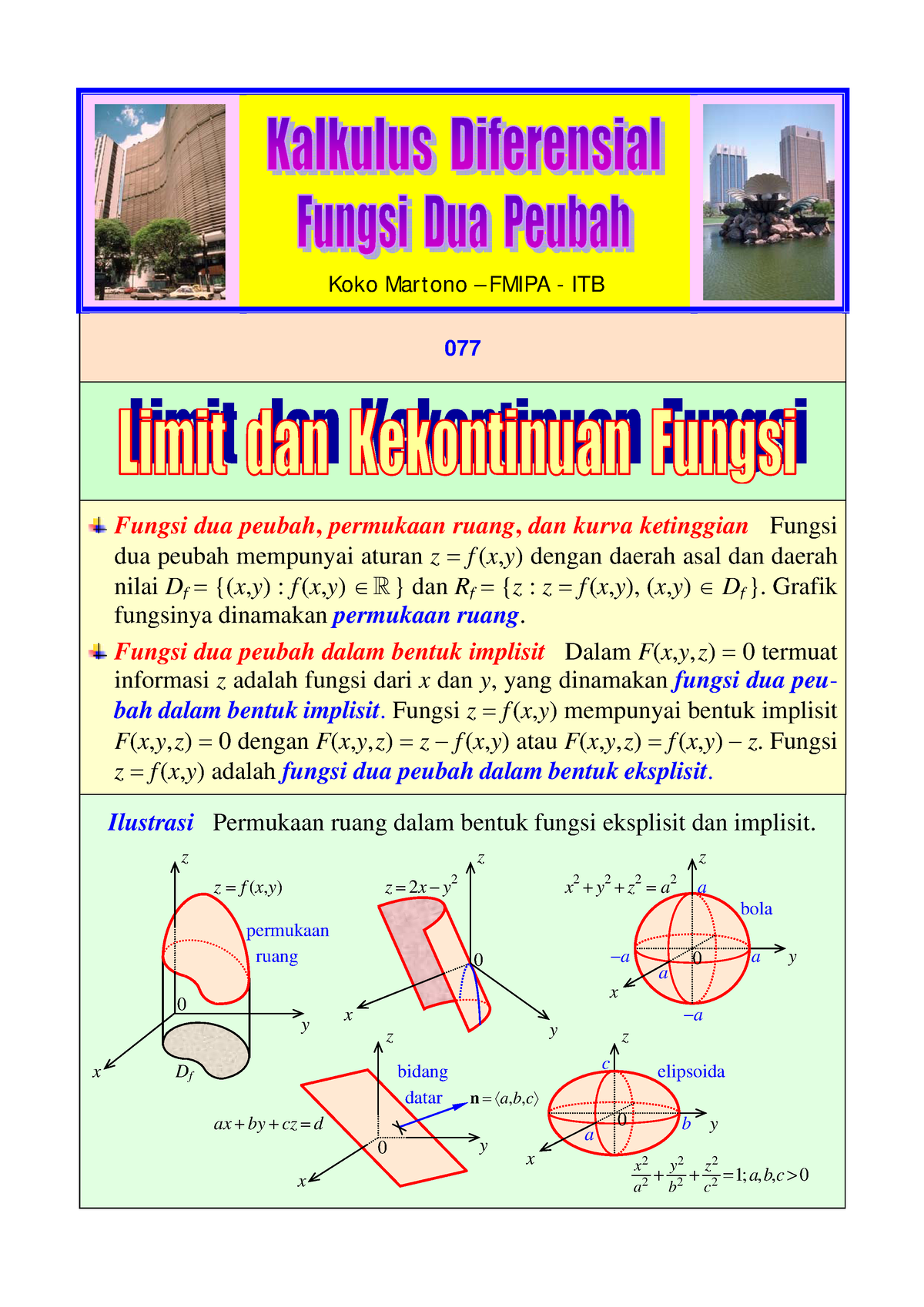 Fdokumen - Kalkulus Peubah Banyak - Matematika Dasar - Universitas ...