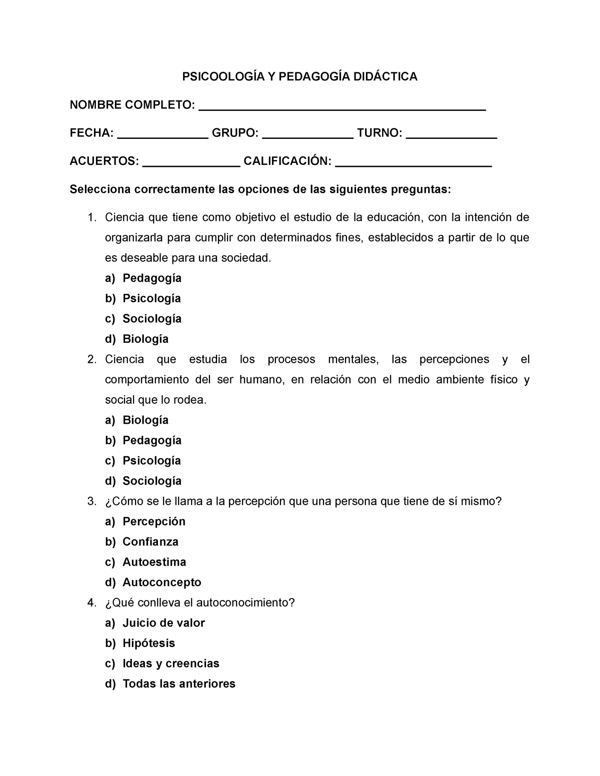 Relación de la Pedagogía, Biologia y la Psicologia