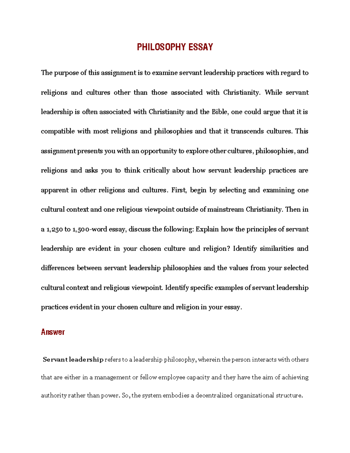 philosophy degree essay