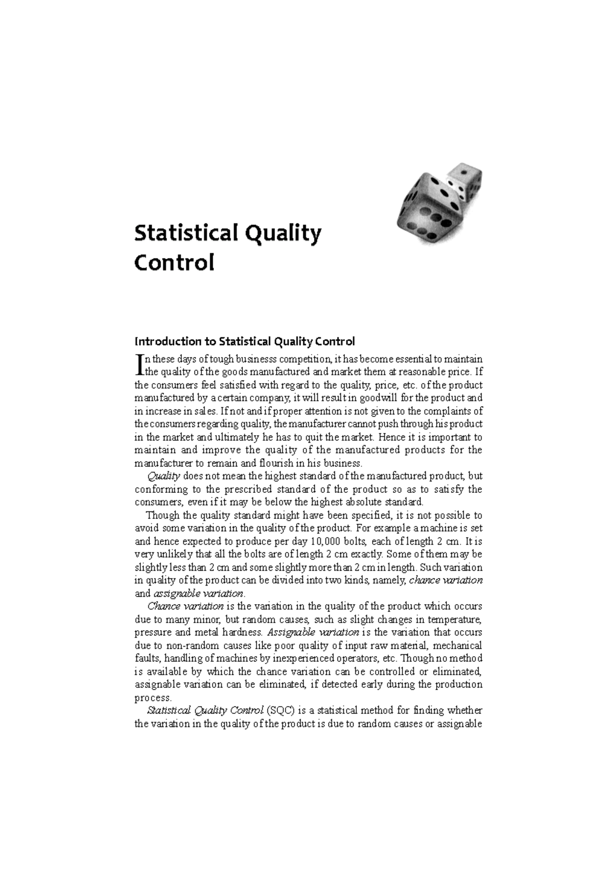 18MAB301T Unit5 SQC - Statistical Quality Control Introduction to ...