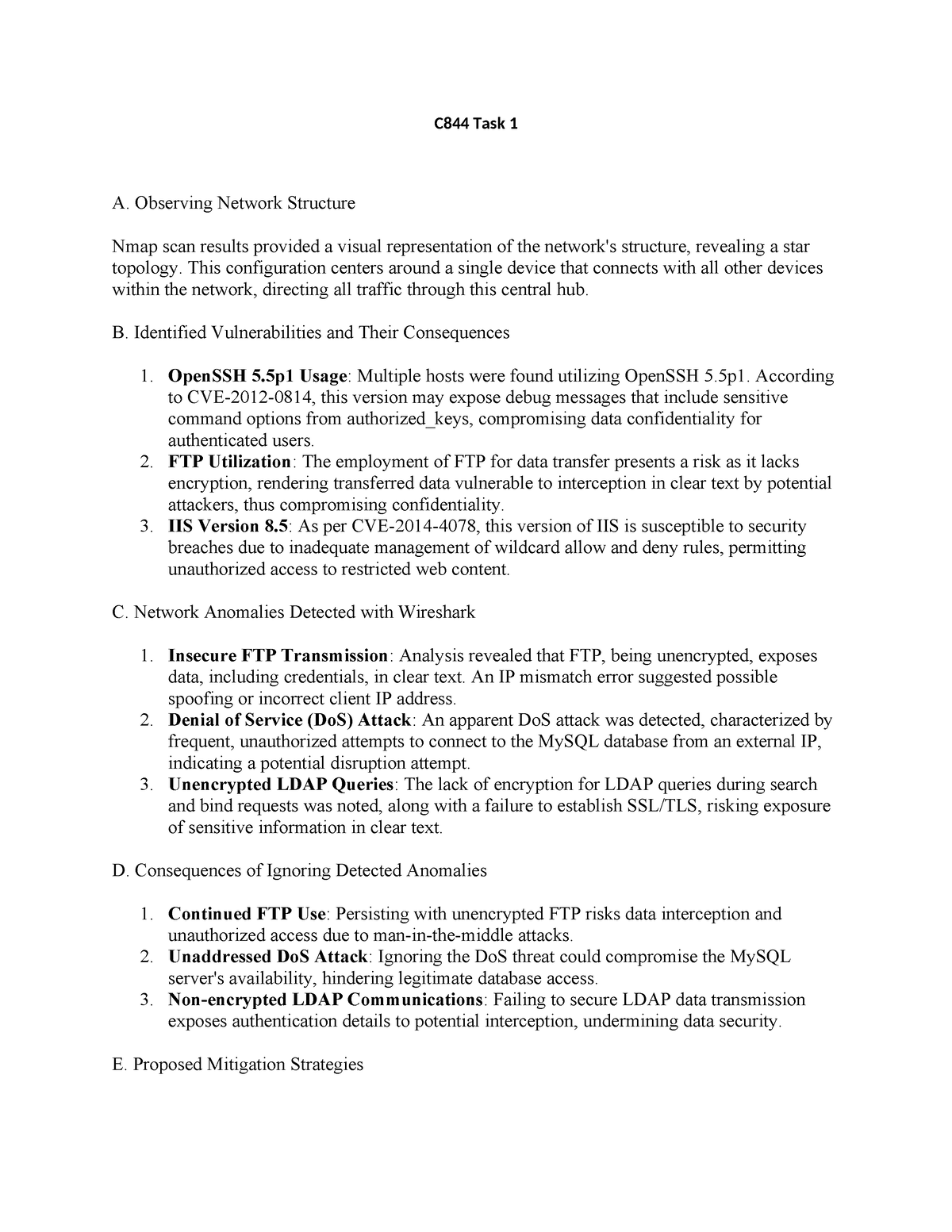 C844 Task 1 Assignment - C844 Task 1 A. Observing Network Structure ...