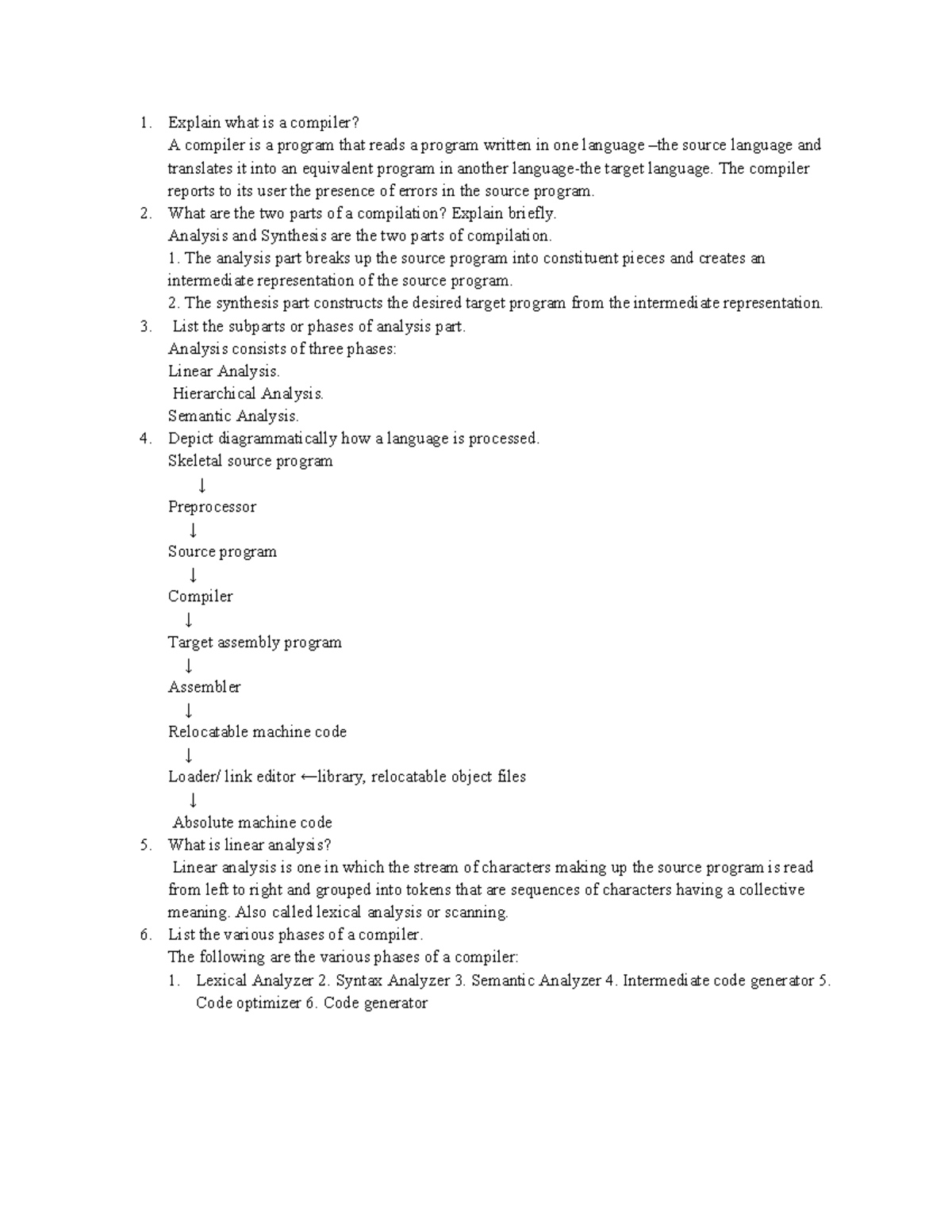 Compiler Design 2marks with answer - Explain what is a compiler? A ...