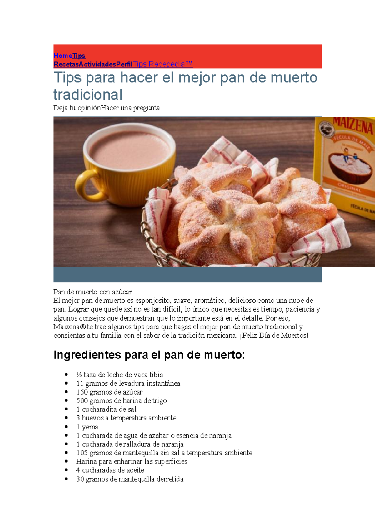 Receta pan de muerto - Gghu - HomeTips RecetasActividadesPerfilTips ...