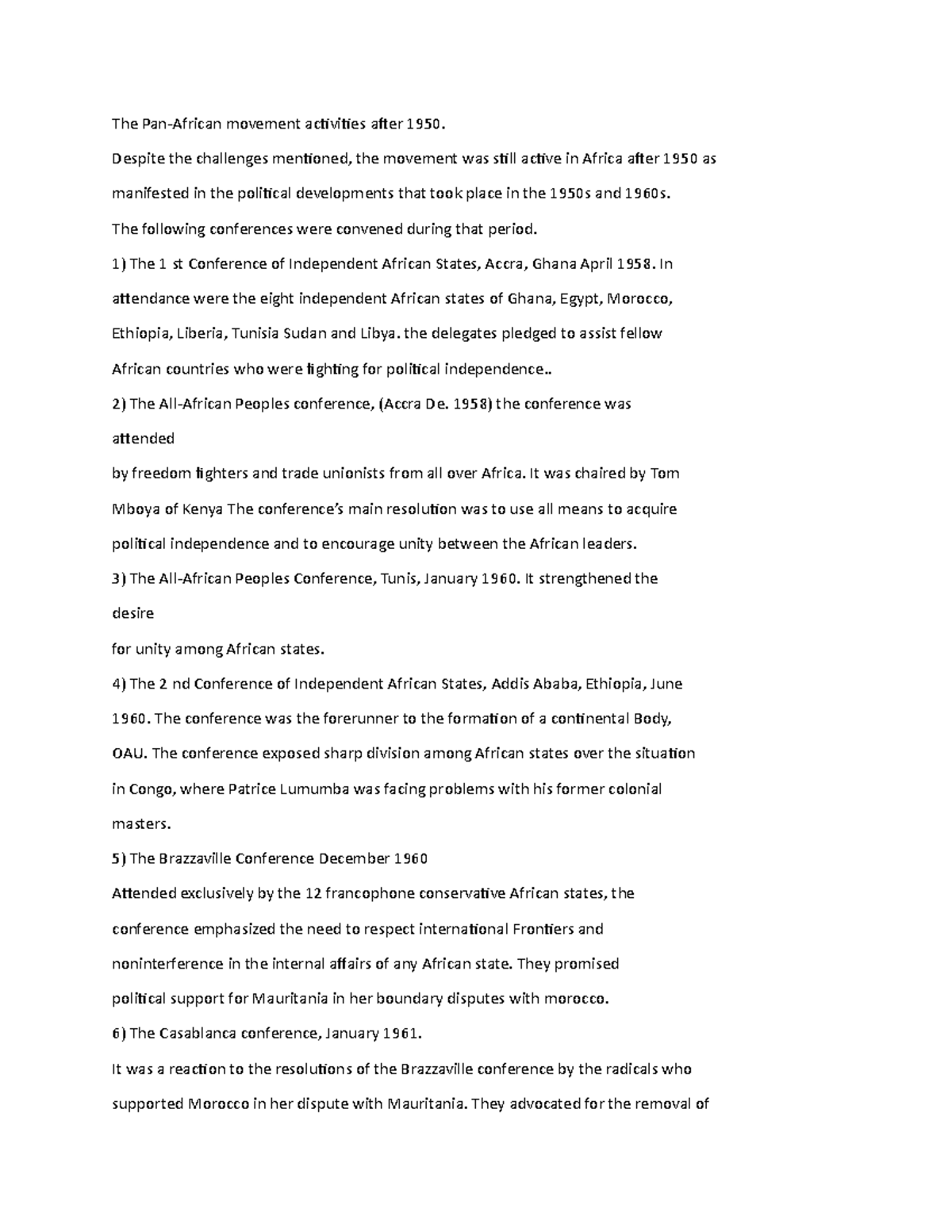 6 - Introduction To The Humanities notes - The Pan-African movement ...