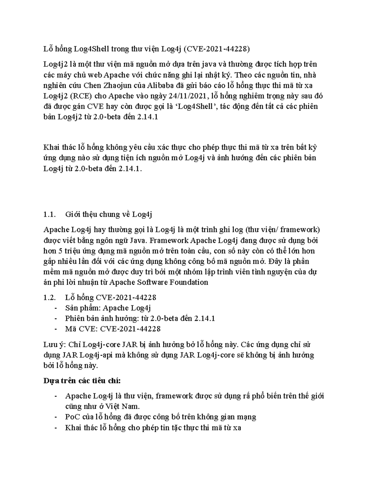 Lỗ hổng Log4Shell trong thư viện Log4j Lỗ hổng Log4Shell trong thư