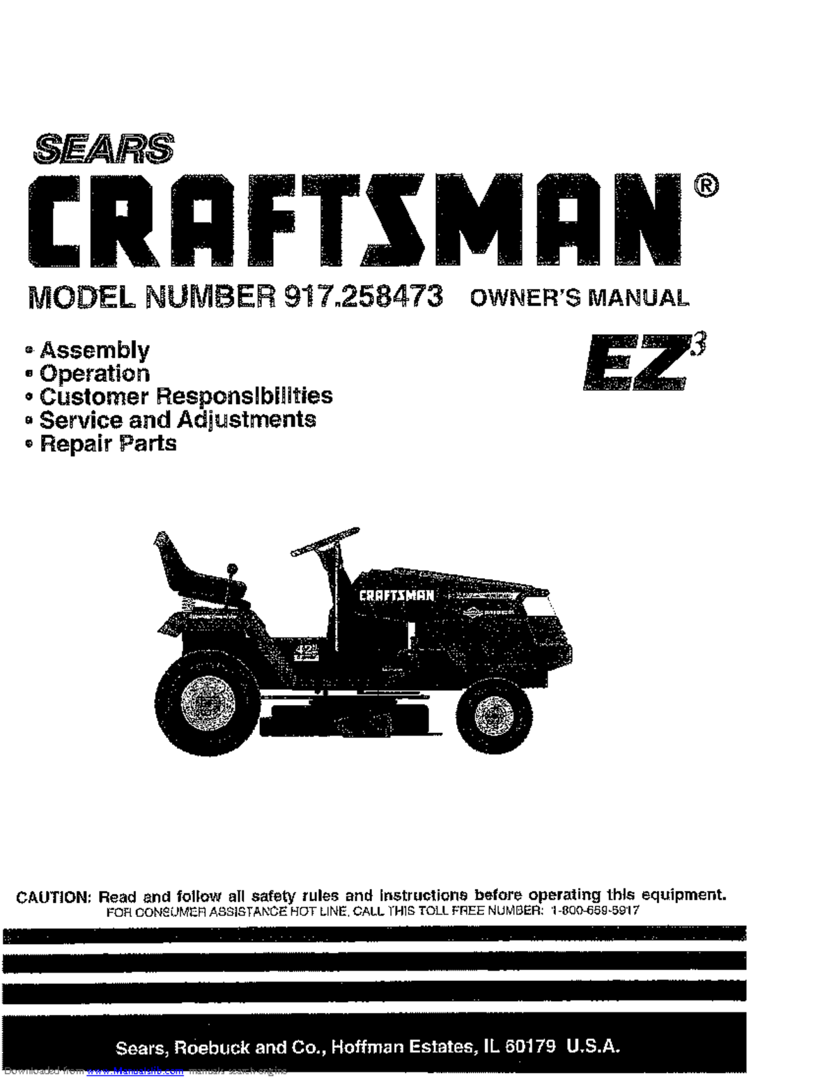 Craftsman Mower Manual NUMB 917o258473 OWNER