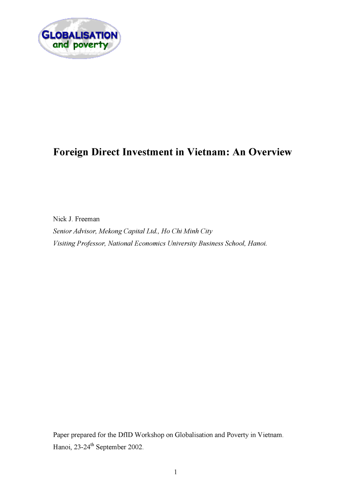 Foreign Direct Investment Vietnam Overview - Foreign Direct Investment ...