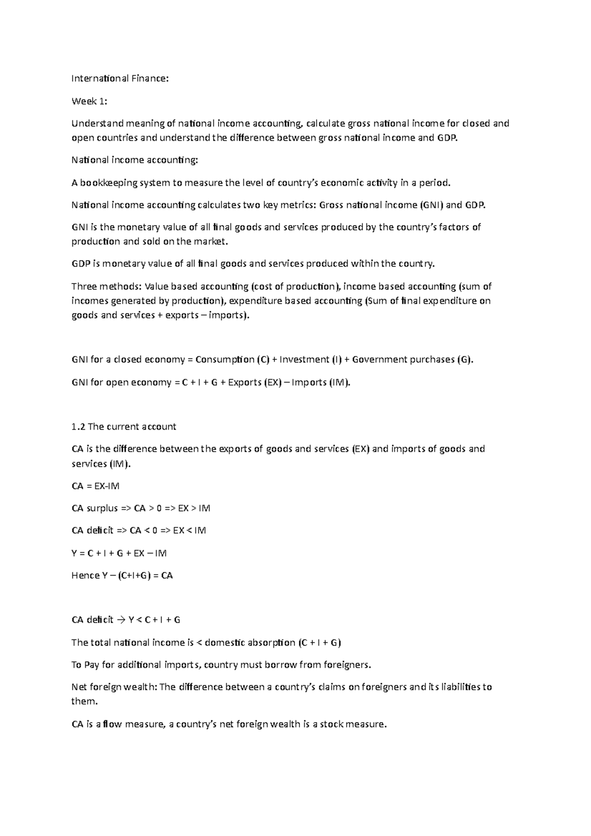 Notes international finance - International Finance: Week 1: Understand ...