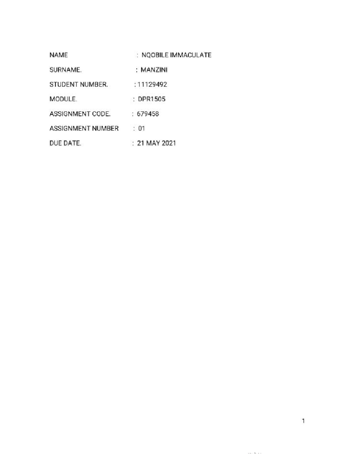 Dpr1505 Assignment 01 Best Module Ever Unisa Studocu Dpr1505 Assignment 01 Best Module Ever Unisa Studocu