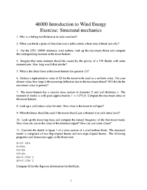 Wind Energy Exercises Week 9