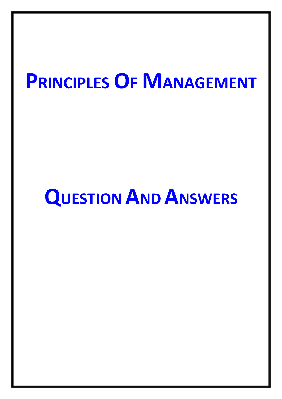principles of management assignment questions