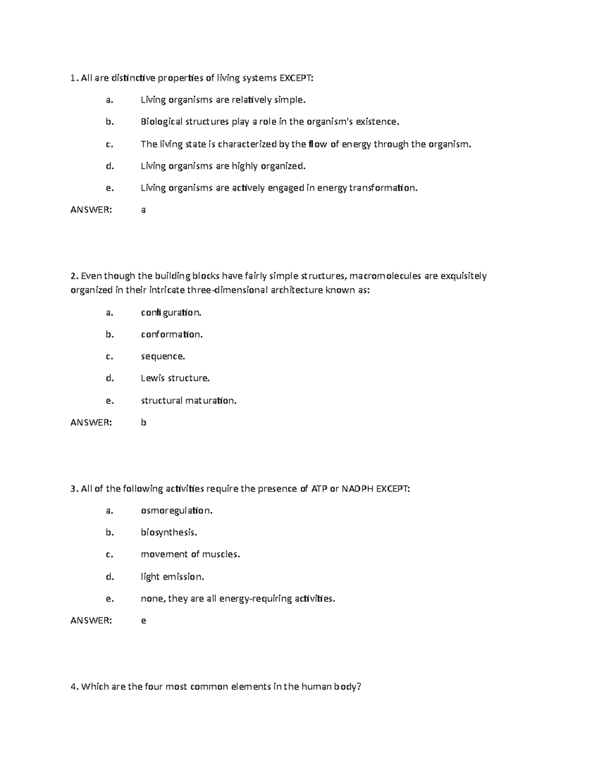 Ch 1 Biochem - Practice Questions For Chapter 1!! - 1. All Are ...