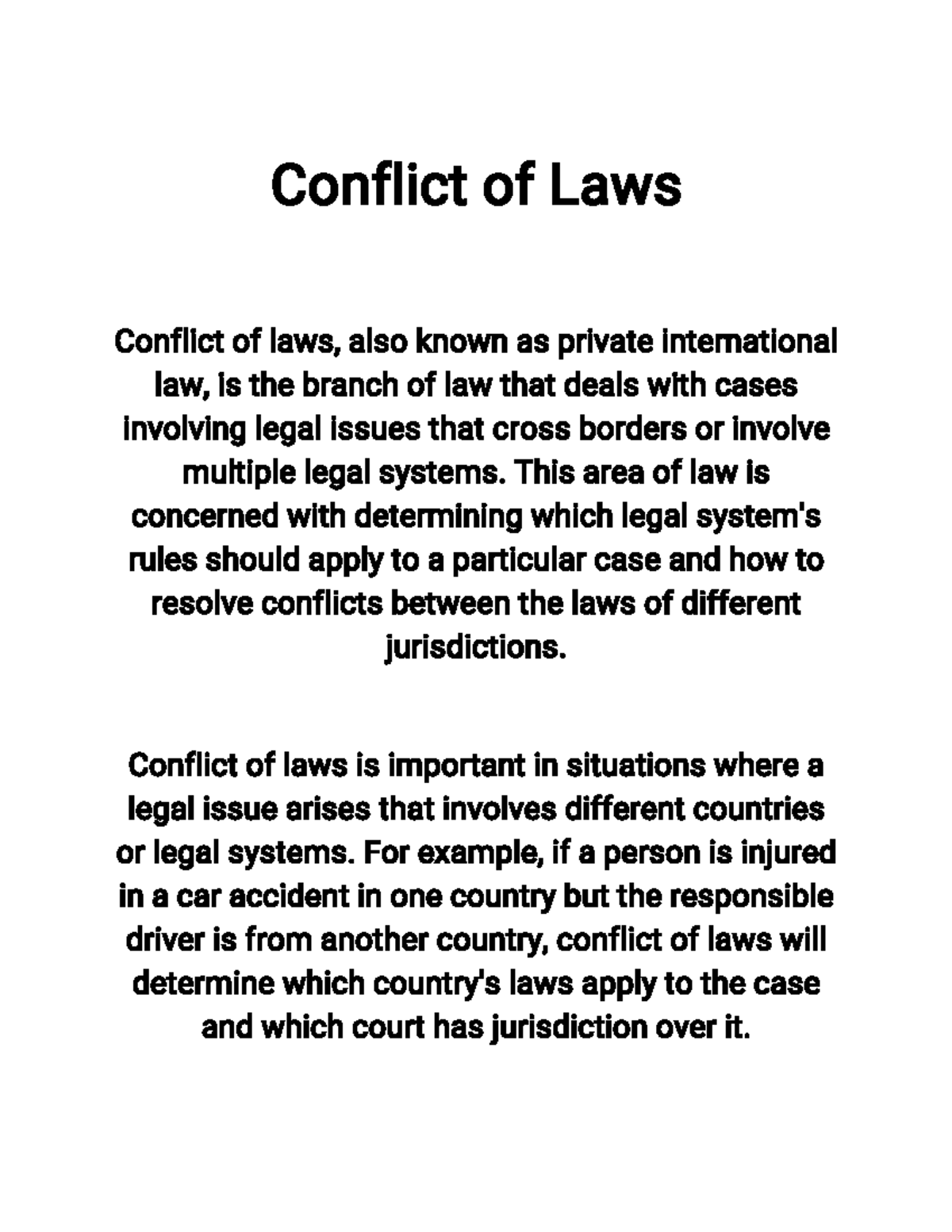 Conflict Of Laws 1 - This Are Lecture Notes Only. - Conflict Of Laws ...