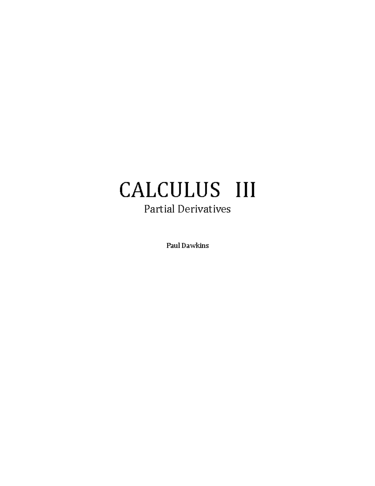 Calc III Partial Derivatives - Partial Derivatives Paul Dawkins © 2007 ...