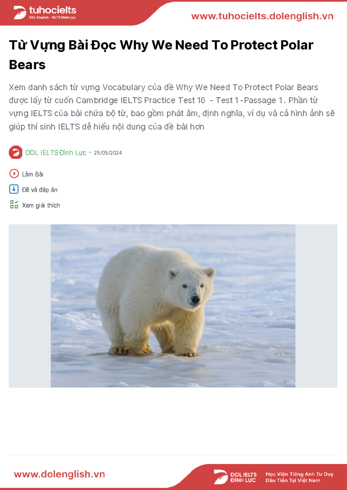 Why we need to protect polar bears dol ielts nh l c t v ng b i c