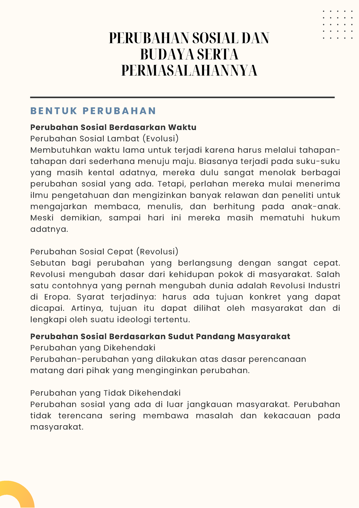 Perubahan Sosial Dan Budaya Serta Permasalahannya - PERUBAHAN SOSIAL ...