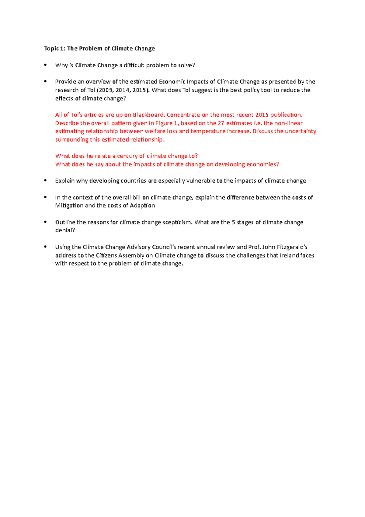 Topic 1 The Problem of Climate Change - Topic 1: The Problem of Climate ...