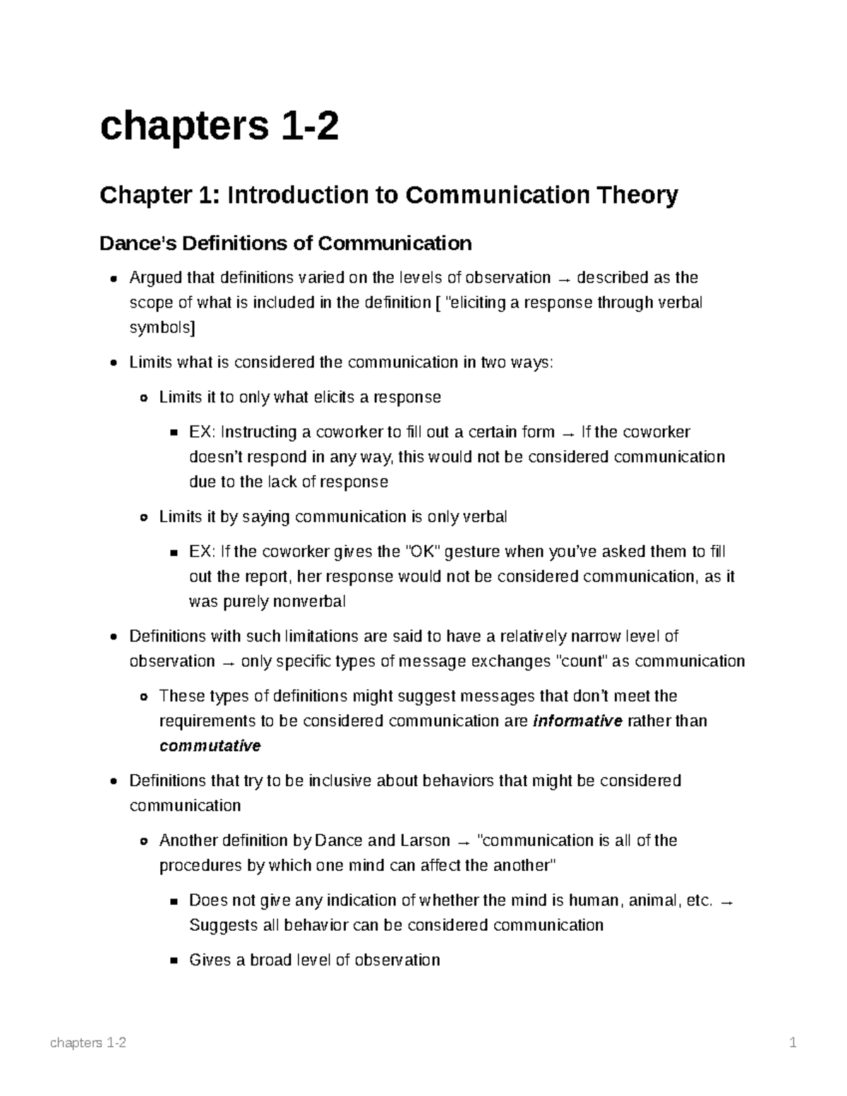 Chapters 1-2 - Chapters 1- Chapter 1: Introduction To Communication ...