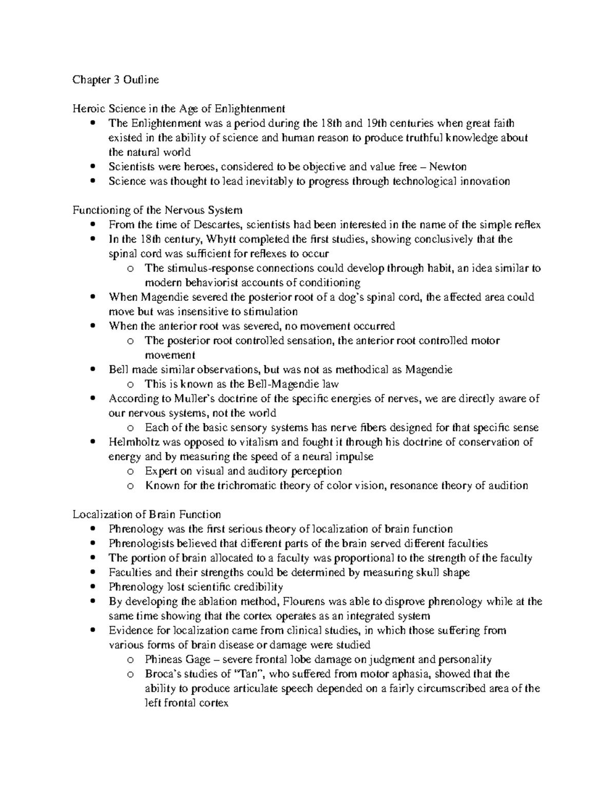 Chapter 3 Outline - Summary A History of Psychology - Chapter 3 Outline ...