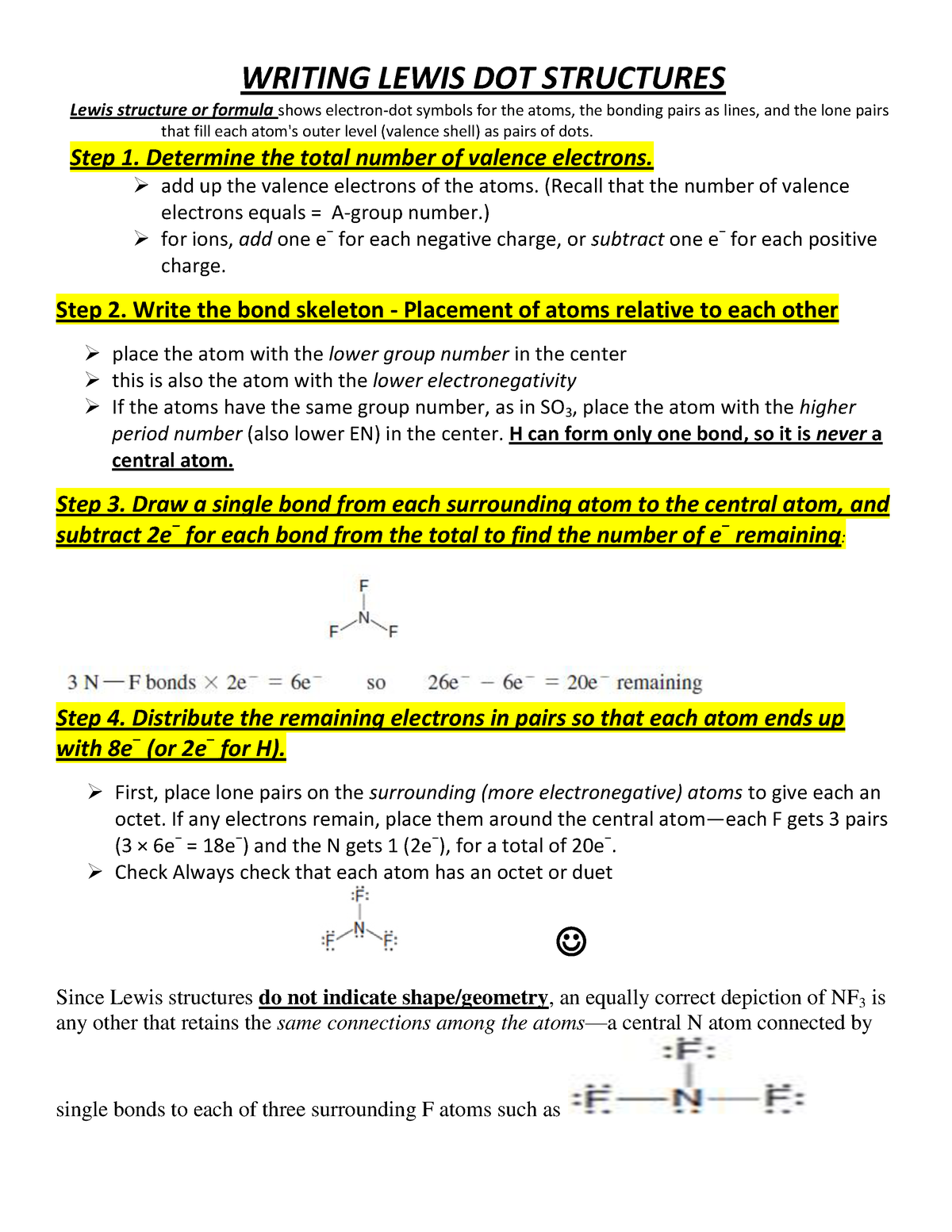 Writing Lewis DOT Structures WRITING LEWIS DOT STRUCTURES Lewis structure or formula shows