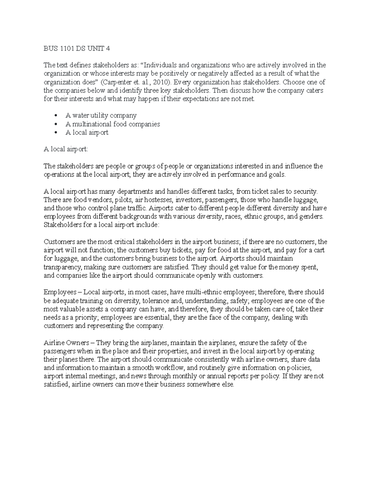 BUS 1101 DS UNIT 4 - DS UNIT 4 - BUS 1101 DS UNIT 4 The text defines ...