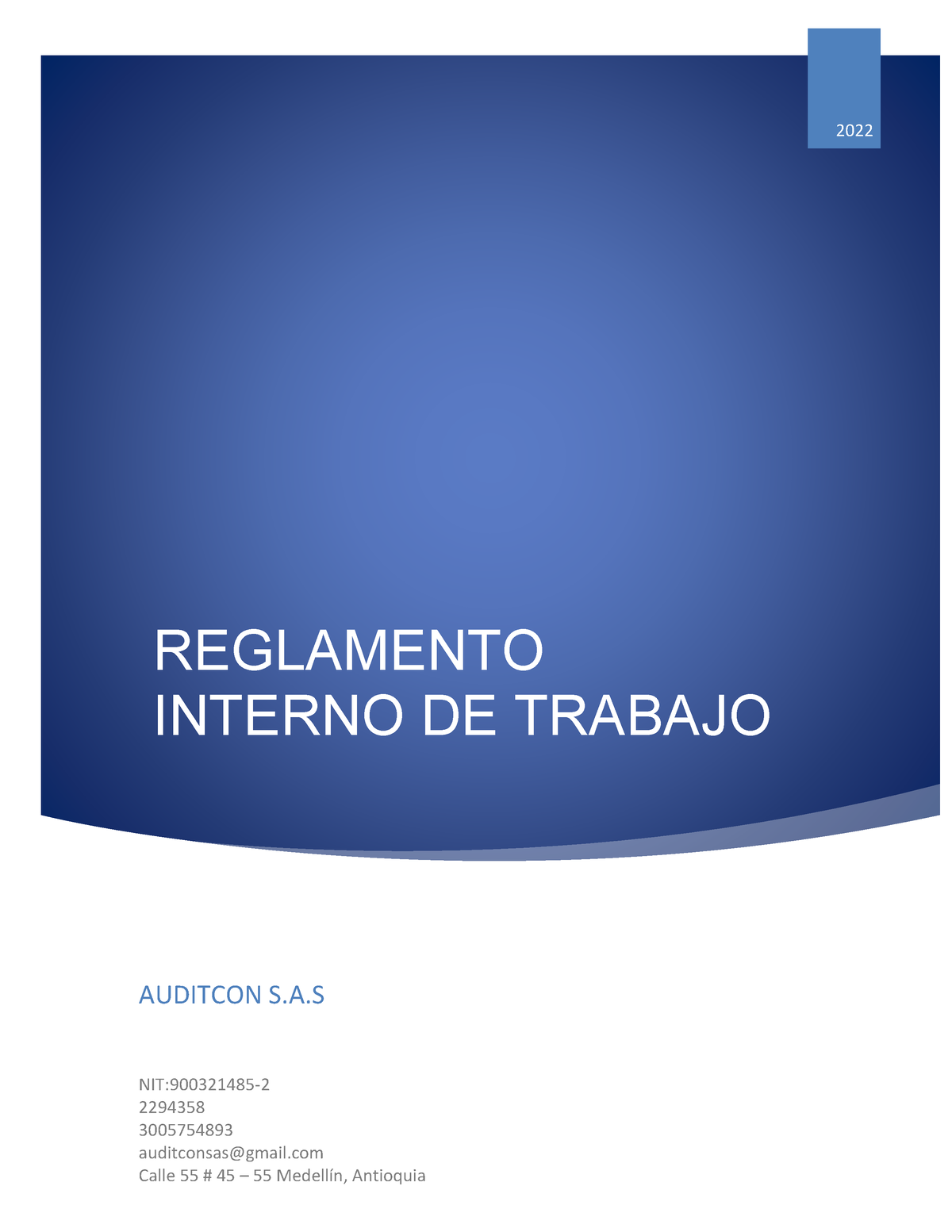 Reglamento Interno De Trabajo Empresa Auditcon S Reglamento Interno De Trabajo 2022 Auditcon S 5410