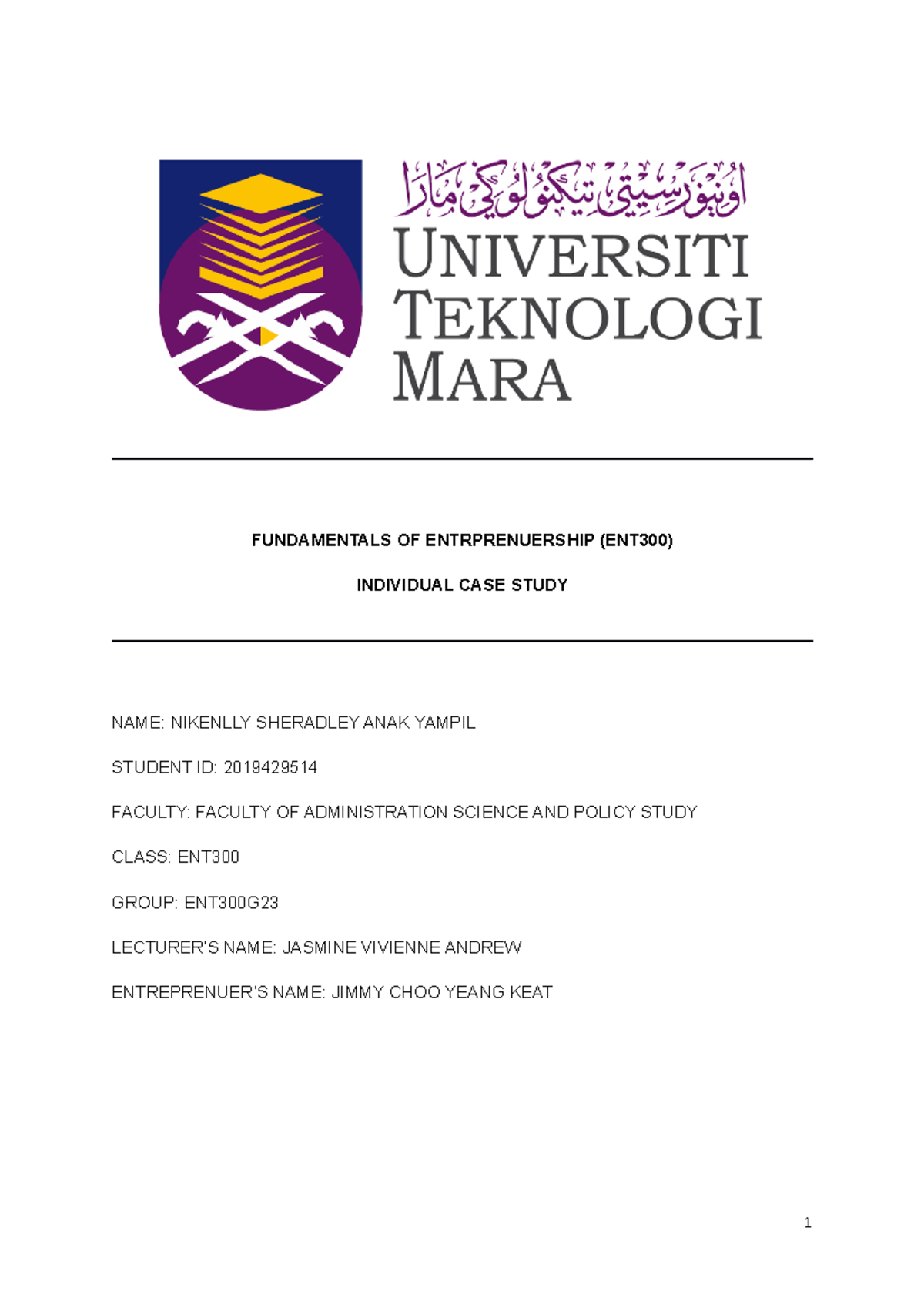 ent600 case study individual