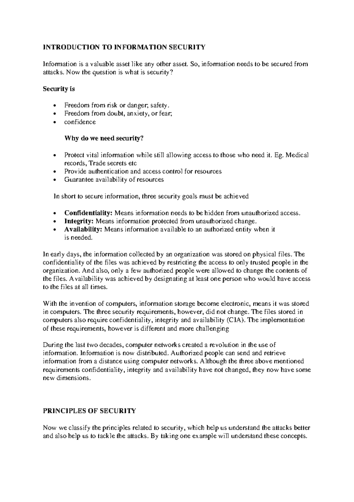 Information Security - Summary note - INTRODUCTION TO INFORMATION ...