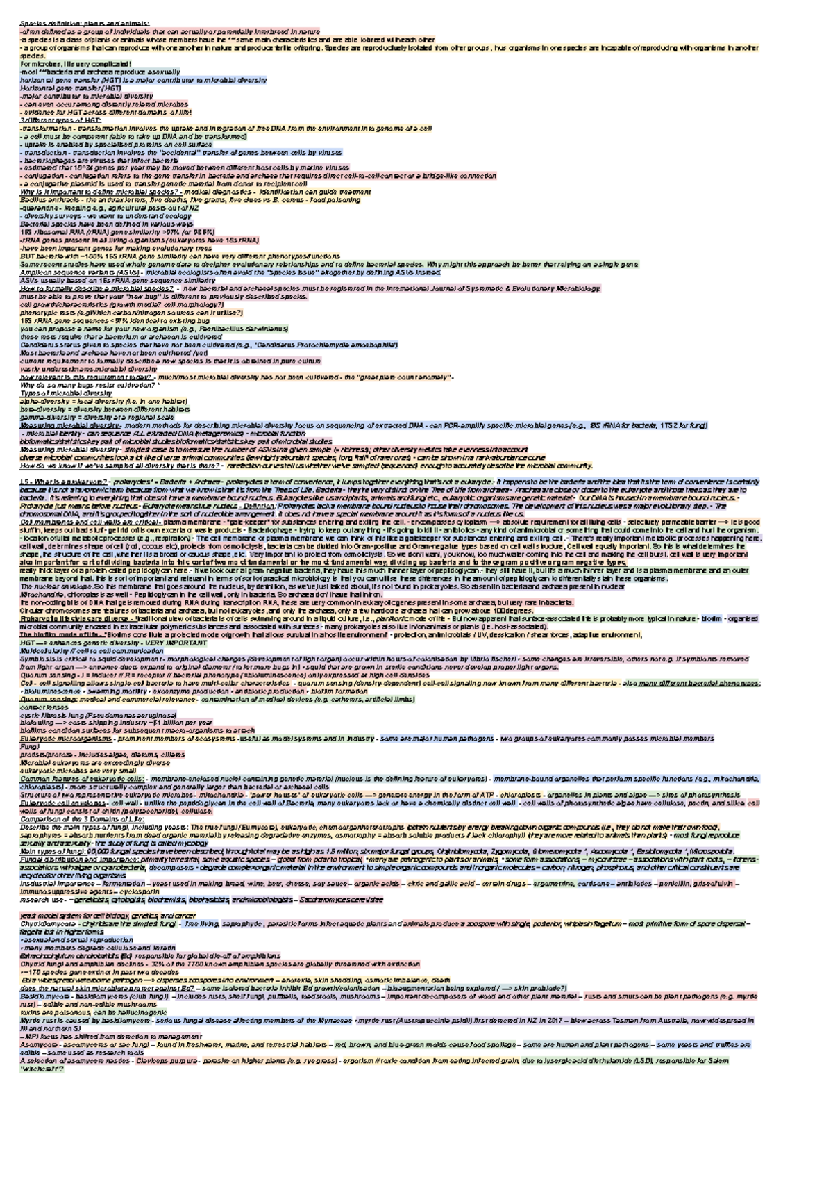 Topic Test 108 Cheat Sheet - Species definition: plants and animals ...
