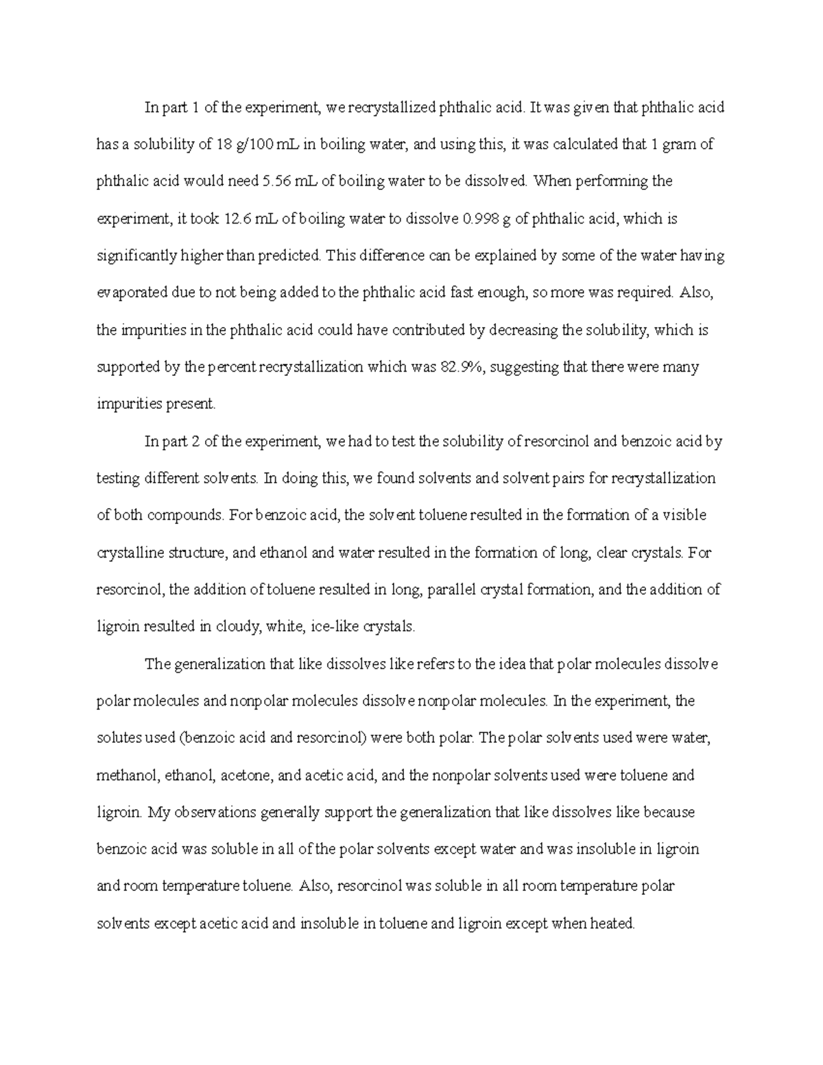 Experiment 1 Discussion - CHEM201301 - Studocu