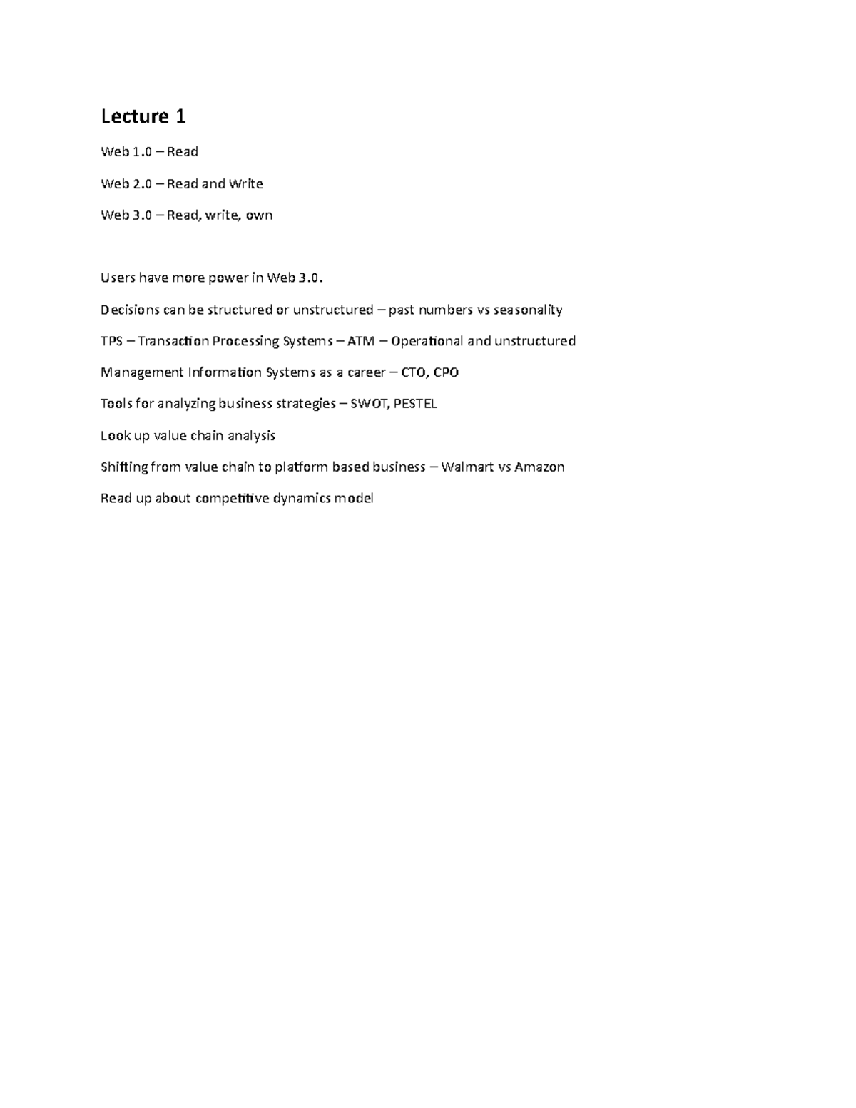 Lecture 1 - MIS - Accounting - Lecture 1 Web 1 – Read Web 2 – Read and ...