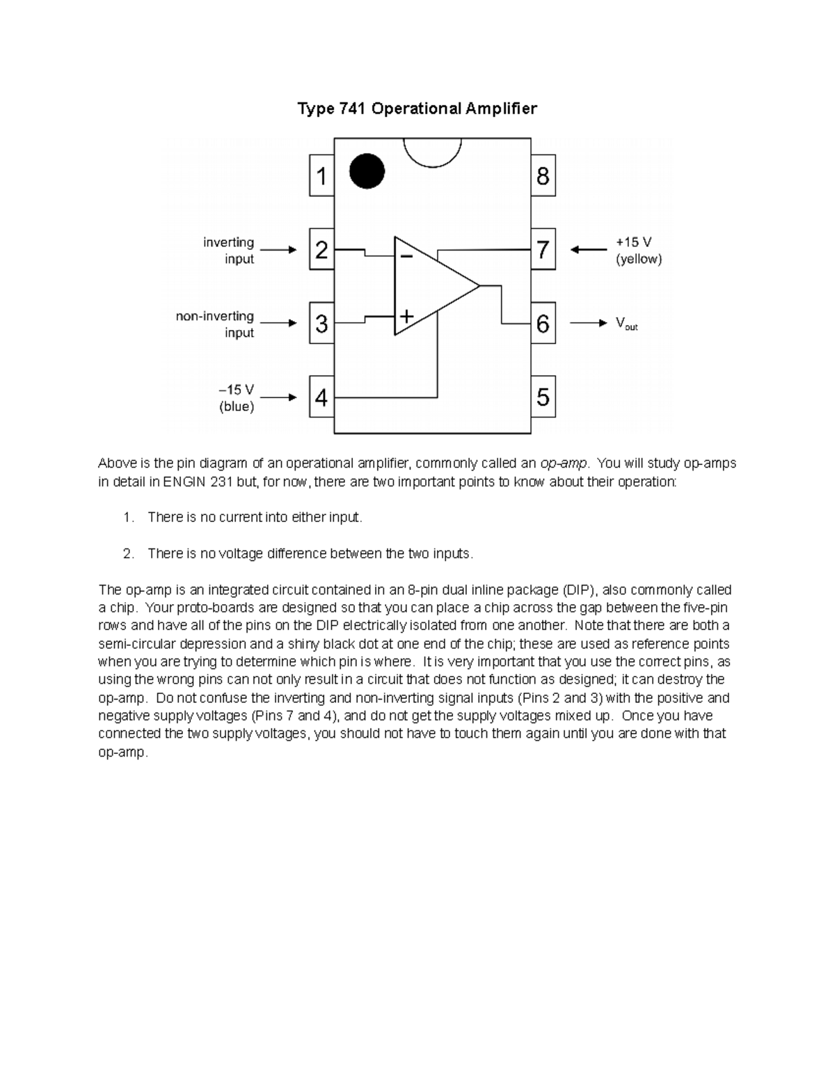 741 Opamp Lab doc with using op amp Type 741 Operational Amplifier