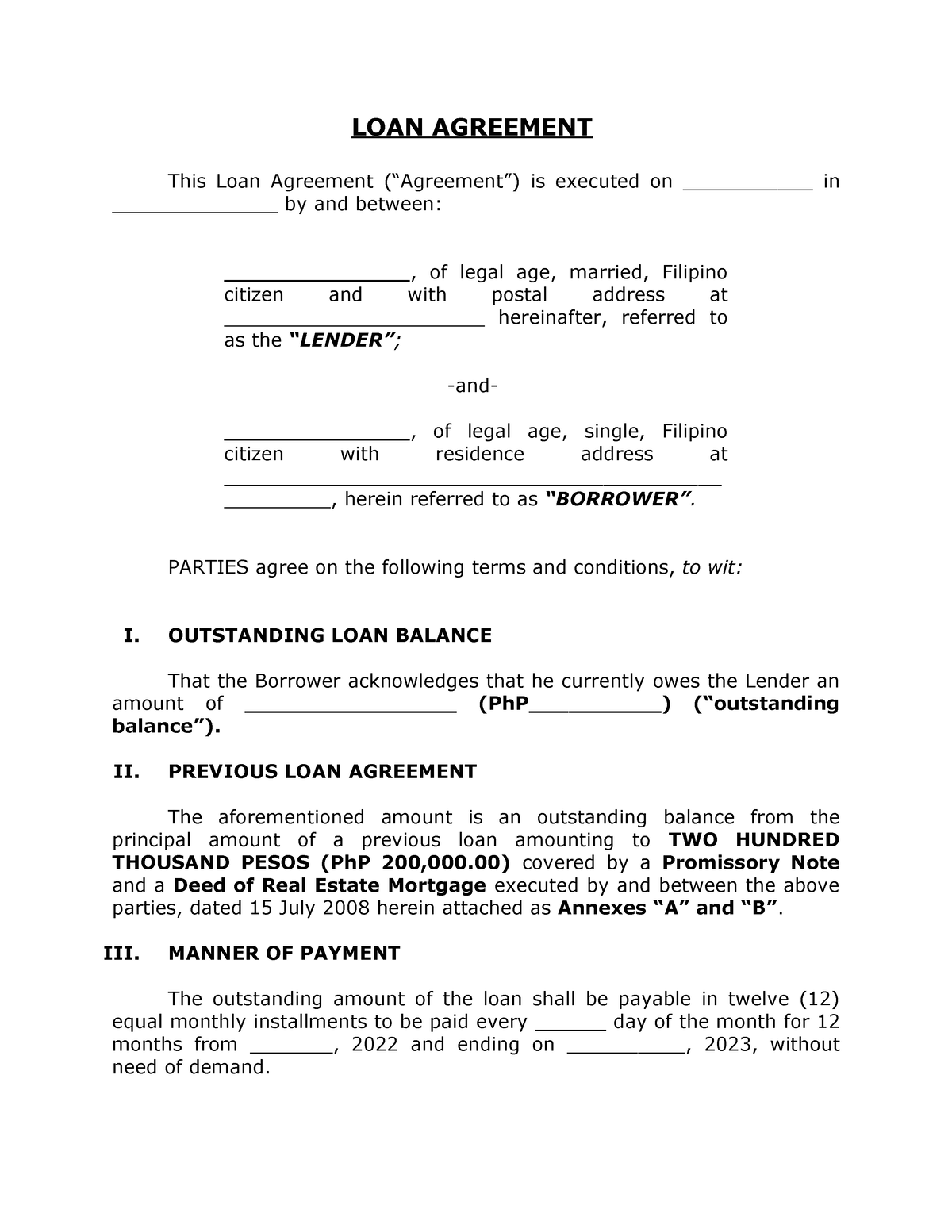 LOAN Agreement - LOAN AGREEMENT This Loan Agreement (“Agreement”) is ...