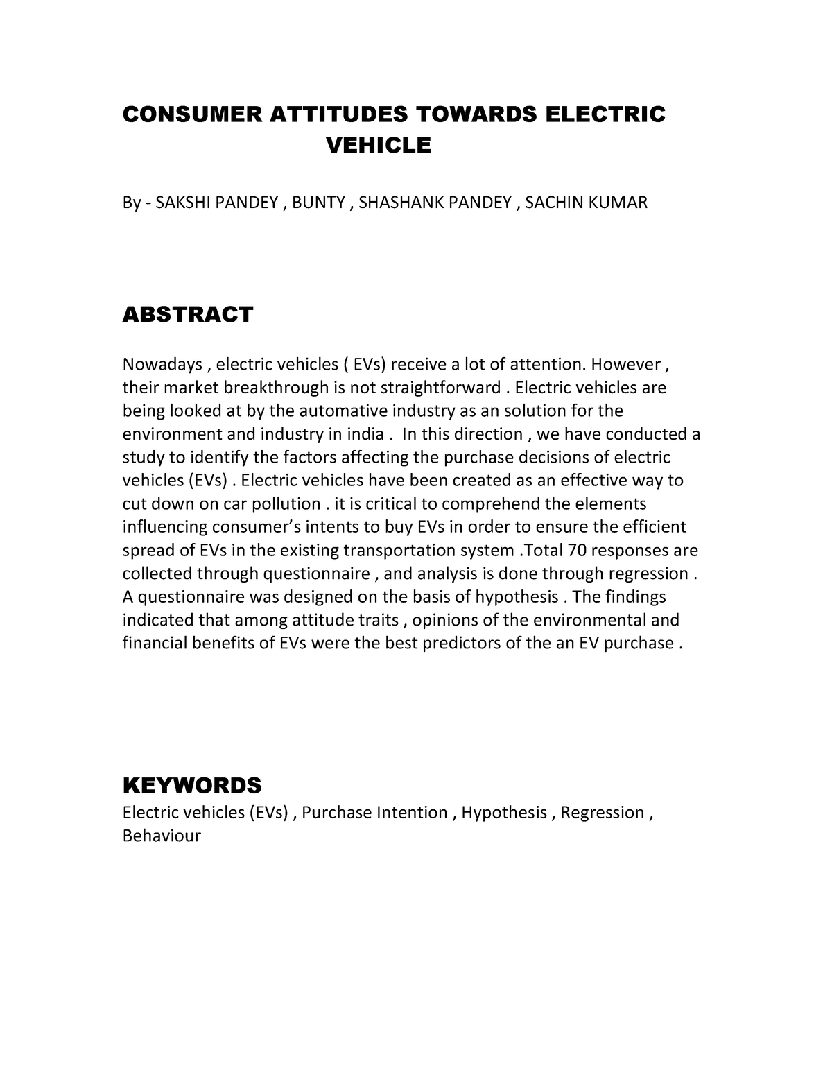 research paper on consumer behaviour towards electric vehicles