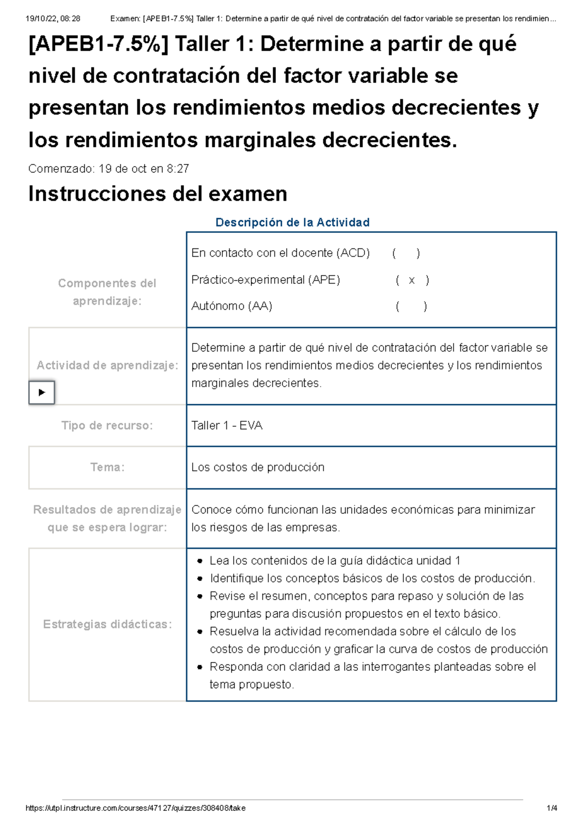 Taller 1 Teorio Macro - Cuestionario Microeconomia - [APEB1-7%] Taller ...