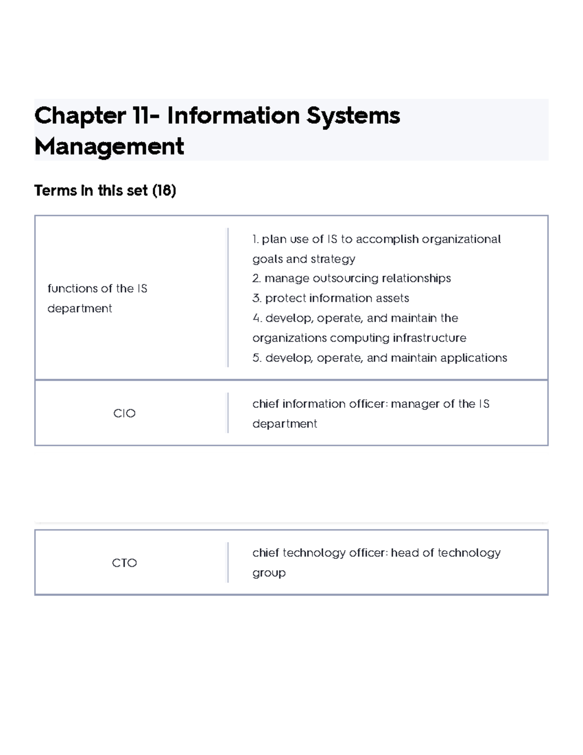 Chapter 11- Information Systems Management Flashcards Quizlet - Chapter ...